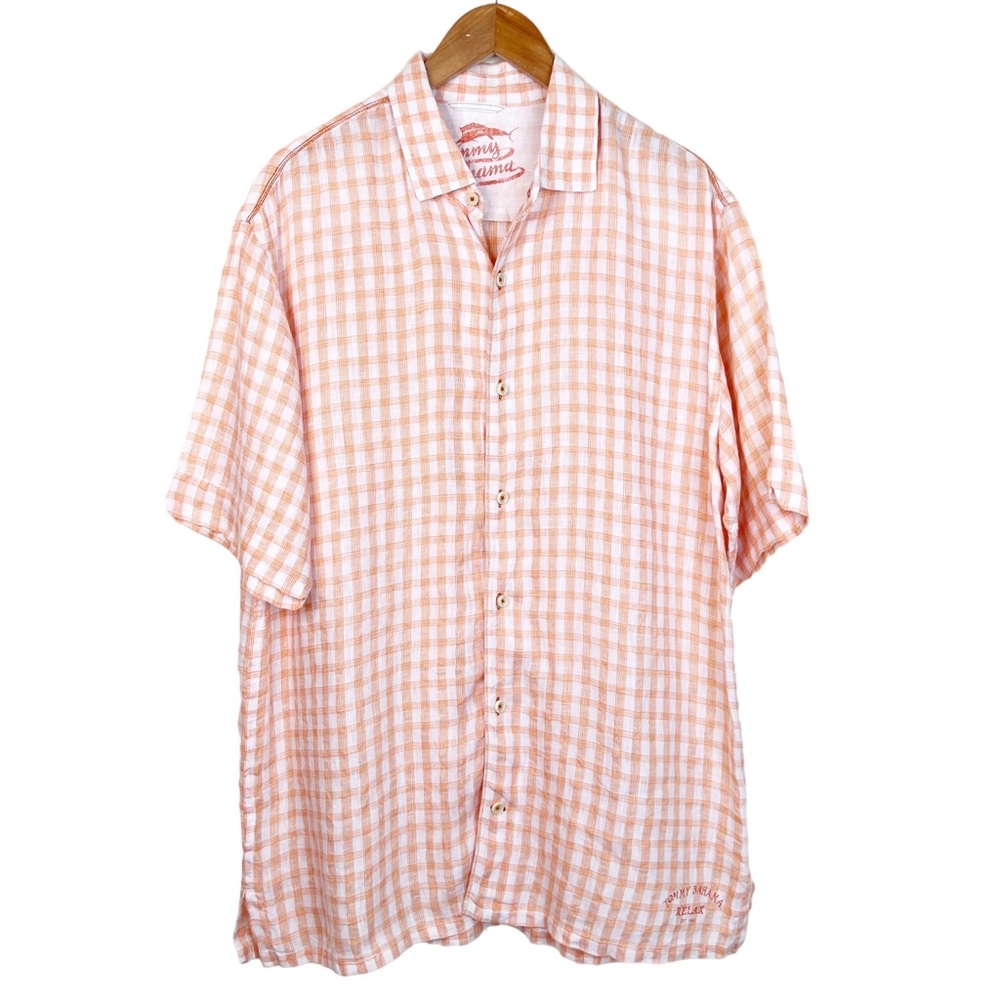 Tommy Bahama Relax 100% Linen Button Front Short Sleeve Shirt Size Large